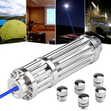 High Power Laser Pointer Pen Ignition Laser Flashlight Irradiate 5000m Laser Pen with Battery + Battery Charger + Protective Glasses + 5 Replacement head