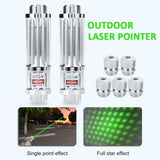 High Power Laser Pointer Pen Ignition Laser Flashlight Irradiate 5000m Laser Pen with Battery + Battery Charger + Protective Glasses + 5 Replacement head
