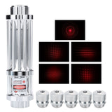 High Power Laser Pointer Pen Ignition Laser Flashlight Irradiate 5000m Laser Pen with Battery + Battery Charger + Protective Glasses + 5 Replacement head
