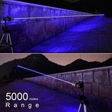 High Power Laser Pointer Pen Ignition Laser Flashlight Irradiate 5000m Laser Pen with Battery + Battery Charger + Protective Glasses + 5 Replacement head