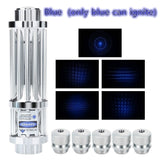 Super Bright Hot High Quality Flashlight Laser Pen Burn Blue/Green Light Laser Pointer Pen Adjustable Beam 5000-100005 Star Caps + Charger +2*16340 Battery