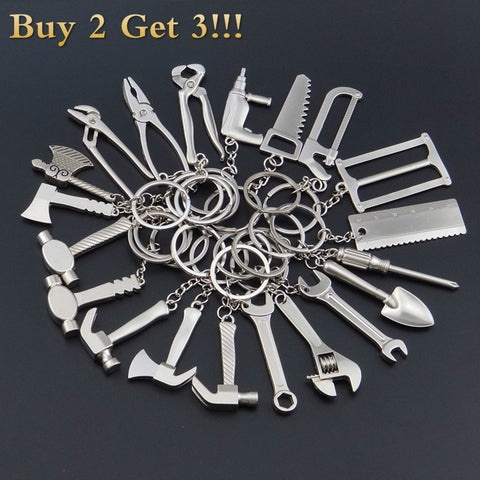 【Free gift】Buy 2 Get 3!!! 20 Style Creative Mini Tools Wrench Saw Ruler Spanner Key Chain Ring Keyring Metal Keychain