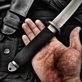 12.59 inch High Hardness Fixed Blade Tactical Knife Outdoor Army Hunting Knife Survival Gear Straight Knives Stainless Steel Combat Katana Camping Tools+Leather Sheath
