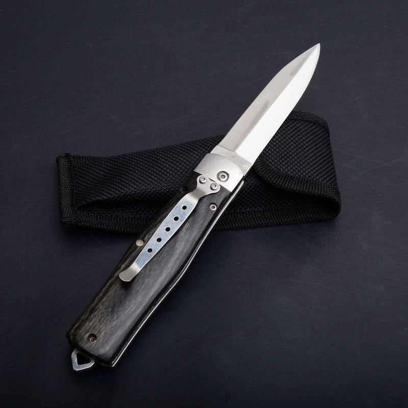 Vintage natural Rosewood High Hardness 60HRC  New  Spring Blade spring loaded knife Camping Hunting Wild Survival Tool Drop Ship