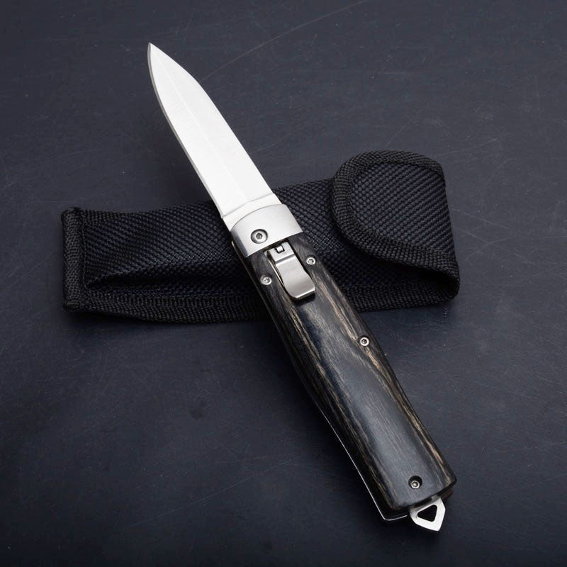 Vintage natural Rosewood High Hardness 60HRC  New  Spring Blade spring loaded knife Camping Hunting Wild Survival Tool Drop Ship