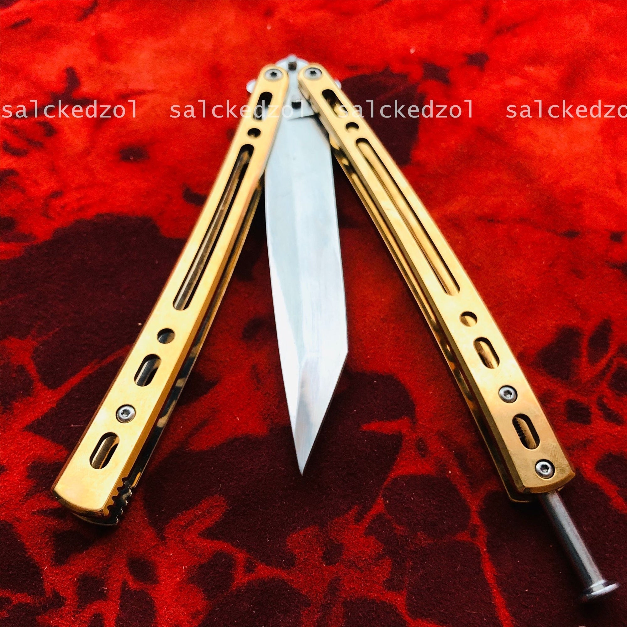 Outdoor Jungle Tactical Survival Hunting Knifes Assisted Action Knife Drop Ship  TOP Quality Trainer Butterfly Knives Gold Handle Tanto Sharp Blade Combat Training Balisong Practice Knife Dagger Knife