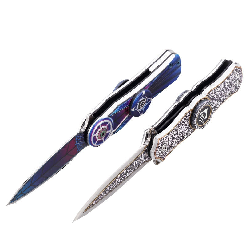 Fingertip gyro knife multifunctional outdoor self-defense knife mini finger gyro creative toy folding knife