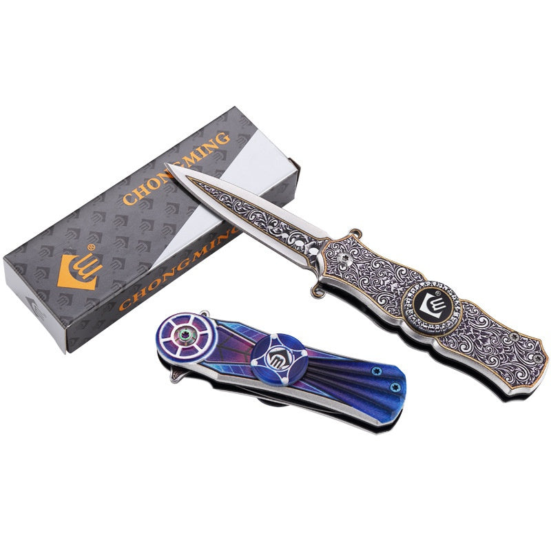 Fingertip gyro knife multifunctional outdoor self-defense knife mini finger gyro creative toy folding knife