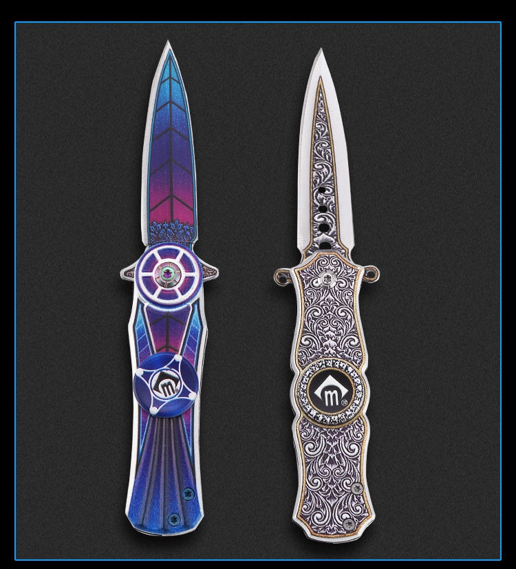 Fingertip gyro knife multifunctional outdoor self-defense knife mini finger gyro creative toy folding knife