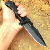 Spring Assisted Open Tactical Folding Knife   Outdoor Camping Multitool Knifes     with Seatbelt Cutter Window Breaker  Black Rescue Pocket Knife