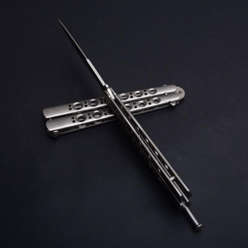 Hunting Survival Tool   Metal Practice Knife Butterfly Trainer Balisong Butterfly Knives Sharp Blade for Outdoor Self Defense Tactical Flip Knifes