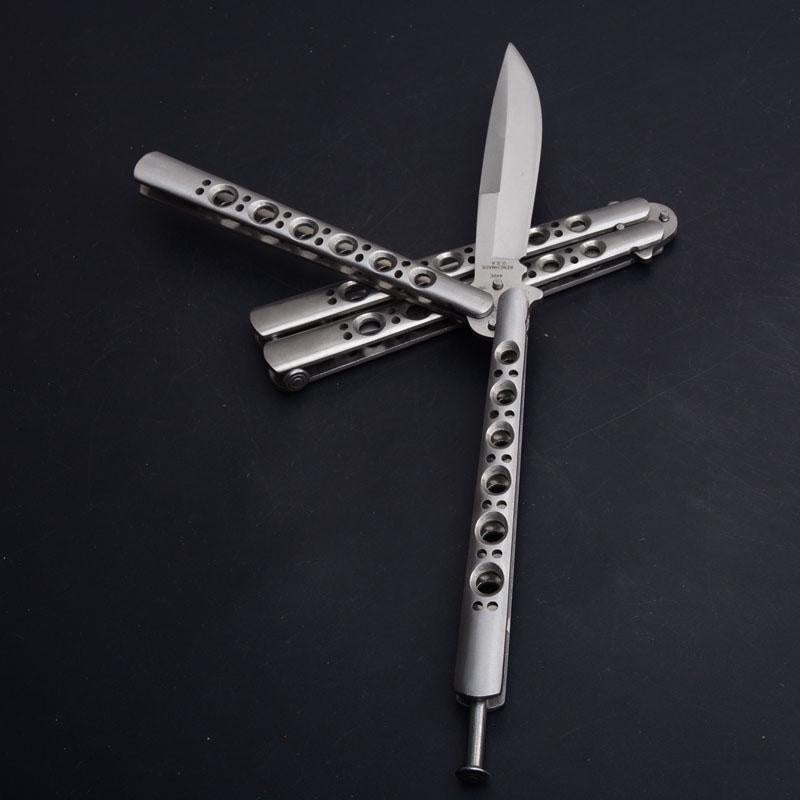 Hunting Survival Tool   Metal Practice Knife Butterfly Trainer Balisong Butterfly Knives Sharp Blade for Outdoor Self Defense Tactical Flip Knifes