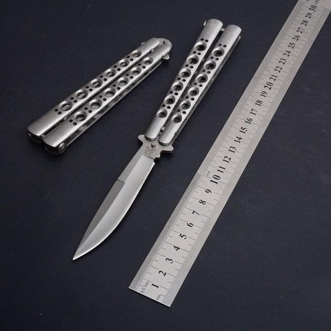 Hunting Survival Tool   Metal Practice Knife Butterfly Trainer Balisong Butterfly Knives Sharp Blade for Outdoor Self Defense Tactical Flip Knifes