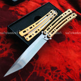 Gold Handle Tanto Sharp Blade Combat Training Balisong Practice Knife Dagger Knife   Outdoor Jungle Tactical Survival Hunting Knifes Assisted Action Knife Drop Ship  TOP Quality Trainer Butterfly Knives