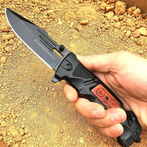 Outdoor Black Rescue Camping Multitool Knifes with Seatbelt Cutter Window Breaker Spring Assisted Open Folding Knife Tactical Pocket Knife