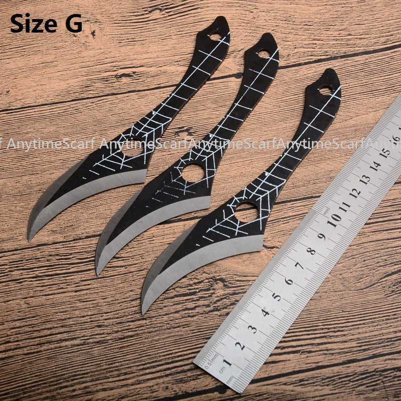 Combat Ninja Kunai with Nylon Sheath  3PCS Tactical Throwing Knife Set Stainless Steel Fixed Blade
