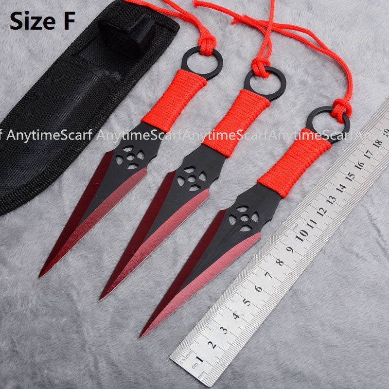 3PCS Tactical Throwing Knife Set Combat Ninja Kunai with Nylon SheathStainless Steel Fixed Blade