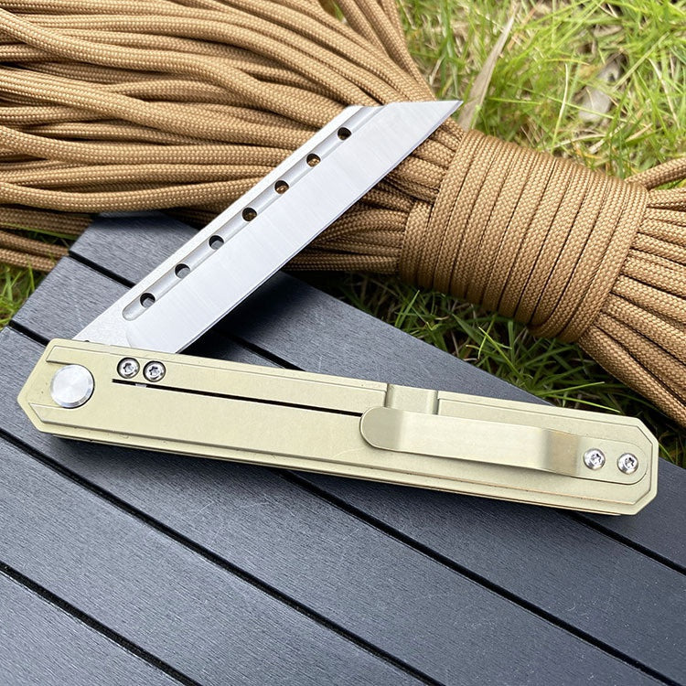 Outdoor Multifunctional High Hardness Titanium Alloy Folding Knife EDC Survival Knife Bearing D2 Steel Folding Knife