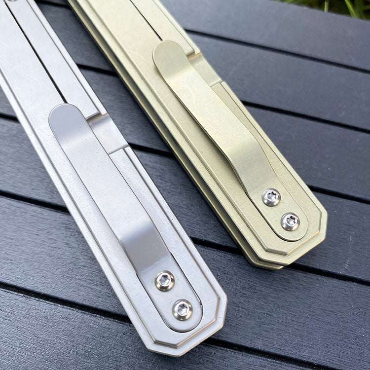 Outdoor Multifunctional High Hardness Titanium Alloy Folding Knife EDC Survival Knife Bearing D2 Steel Folding Knife
