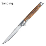 New Sandalwood Handle Magic Pen Folding Knife Damascus Pocket Knife Stainless Steel Fruit Knife Camping Outdoor Folding Knife