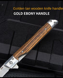 New Sandalwood Handle Magic Pen Folding Knife Damascus Pocket Knife Stainless Steel Fruit Knife Camping Outdoor Folding Knife