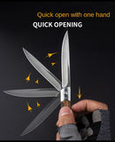 New Sandalwood Handle Magic Pen Folding Knife Damascus Pocket Knife Stainless Steel Fruit Knife Camping Outdoor Folding Knife