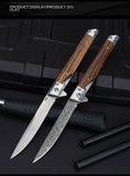 New Sandalwood Handle Magic Pen Folding Knife Damascus Pocket Knife Stainless Steel Fruit Knife Camping Outdoor Folding Knife
