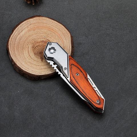 with Wooden Handle Field Tactical Knife Folding Fruit Knife