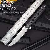 D2 High Hardness Folding Knife Carbon Fiber Exquisite Gift Knife Outdoor Wilderness Folding Knife Portable Pocket Knife