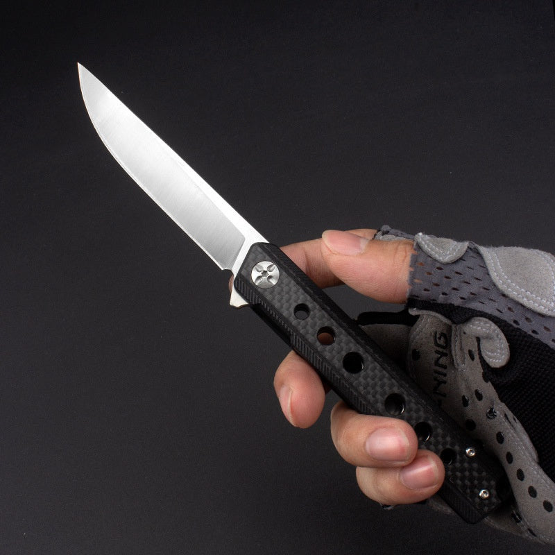 D2 High Hardness Folding Knife Carbon Fiber Exquisite Gift Knife Outdoor Wilderness Folding Knife Portable Pocket Knife