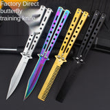 Beginner training tool decompression swing comb stainless steel folding comb outdoor camping practice knife without edge Direct supply from stock