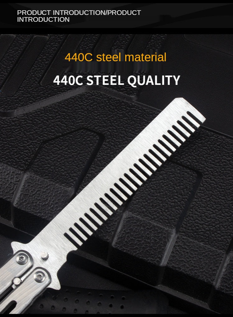 Spot direct reduced pressure combing comb Stainless steel folding comb beginner training tools Outdoor wild campaign practice knife unstored