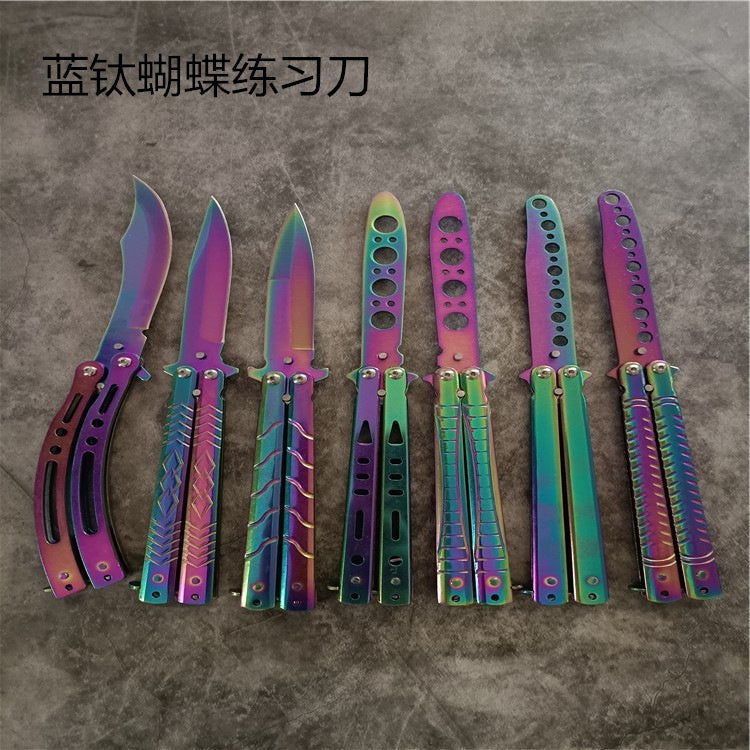 Unopened Swing Knife Hand Beginner Practice Knife Color Titanium Butterfly Training Knife Spot Folding Butterfly Training Knife