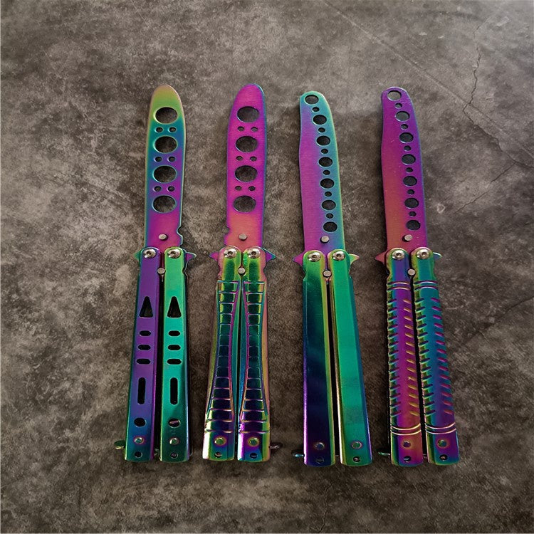 Unopened Swing Knife Hand Beginner Practice Knife Color Titanium Butterfly Training Knife Spot Folding Butterfly Training Knife