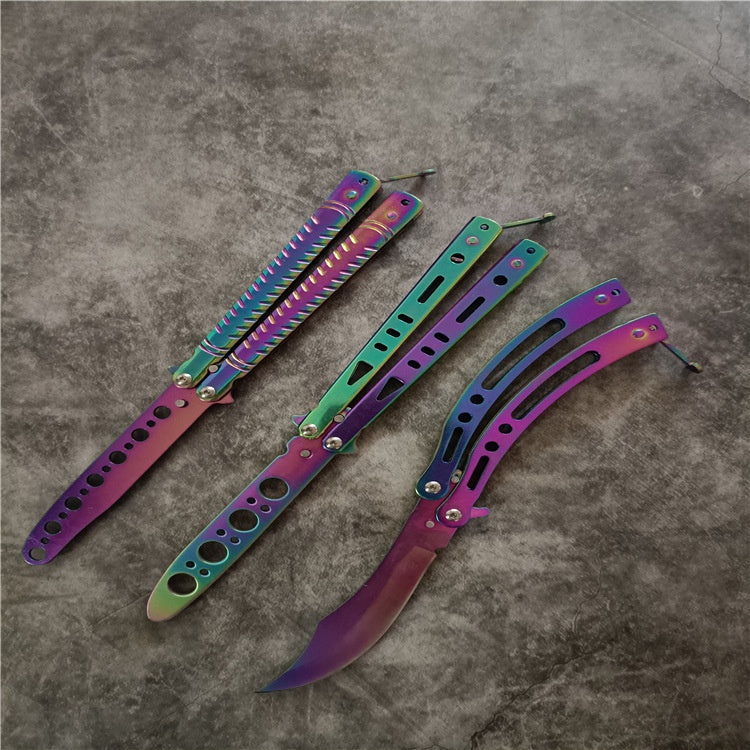 Unopened Swing Knife Hand Beginner Practice Knife Color Titanium Butterfly Training Knife Spot Folding Butterfly Training Knife