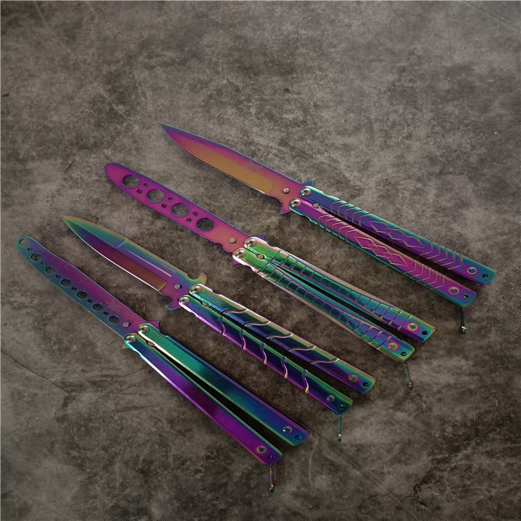 Unopened Swing Knife Hand Beginner Practice Knife Color Titanium Butterfly Training Knife Spot Folding Butterfly Training Knife