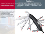 Camping equipment portable folding knife three-color 105mm stainless steel multi-function knife 11 open 13 function life-saving knife