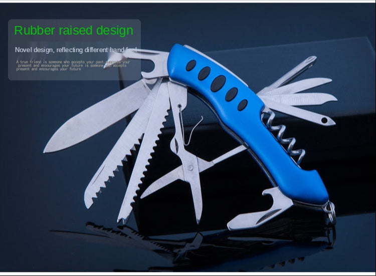 Camping equipment portable folding knife three-color 105mm stainless steel multi-function knife 11 open 13 function life-saving knife