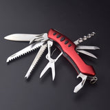 Camping equipment portable folding knife three-color 105mm stainless steel multi-function knife 11 open 13 function life-saving knife