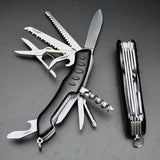 Camping equipment portable folding knife three-color 105mm stainless steel multi-function knife 11 open 13 function life-saving knife