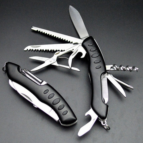 Camping equipment portable folding knife three-color 105mm stainless steel multi-function knife 11 open 13 function life-saving knife