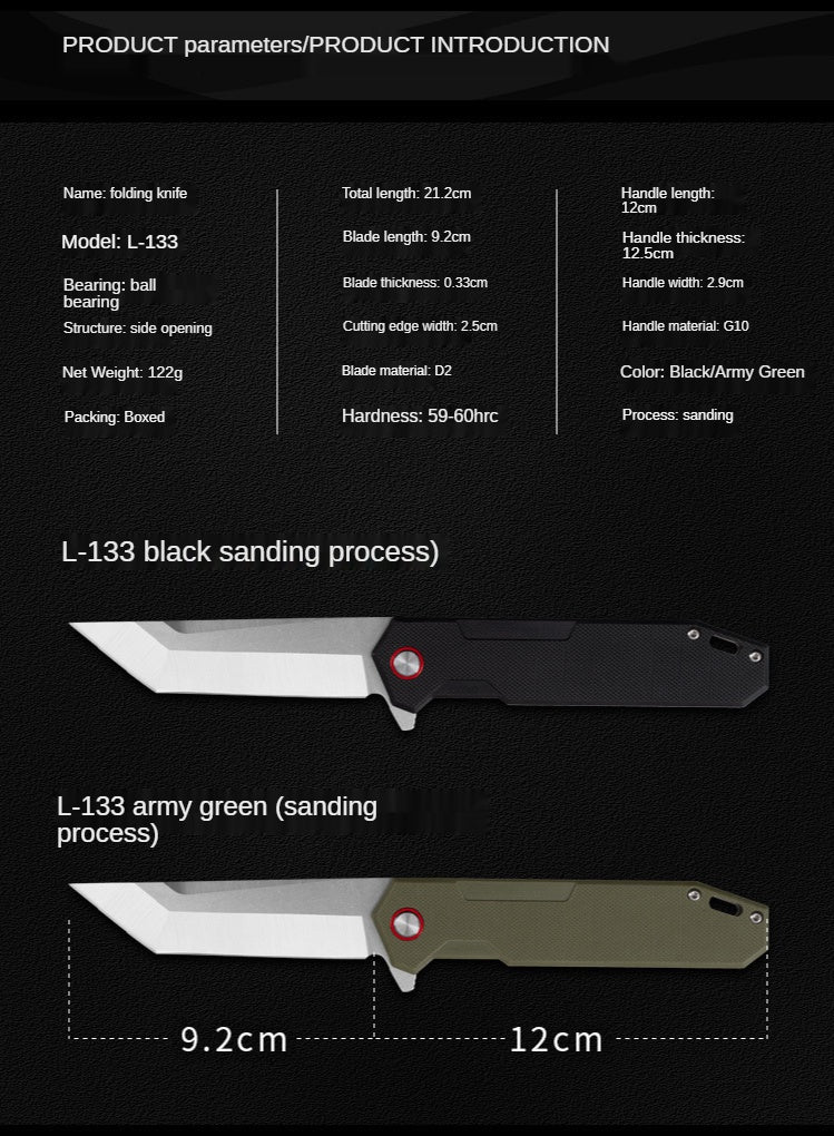 Folding Knife Outdoor G10 Folding Knife Wilderness Survival Knife Portable Fruit Knife Sharp Knife