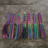 Spot Folding Butterfly Training Knife Unopened Swing Knife Hand Beginner Practice Knife Color Titanium Butterfly Training Knife