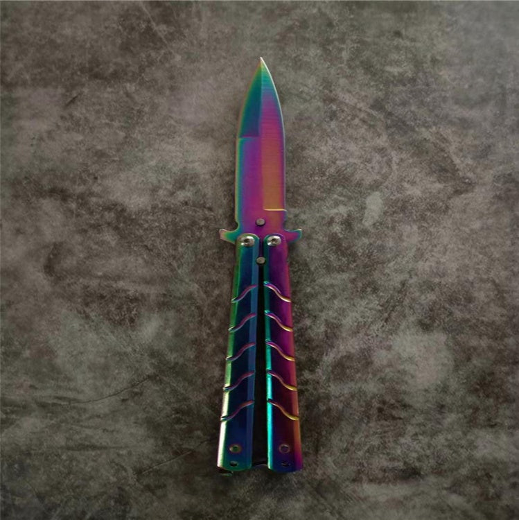 Spot Folding Butterfly Training Knife Unopened Swing Knife Hand Beginner Practice Knife Color Titanium Butterfly Training Knife