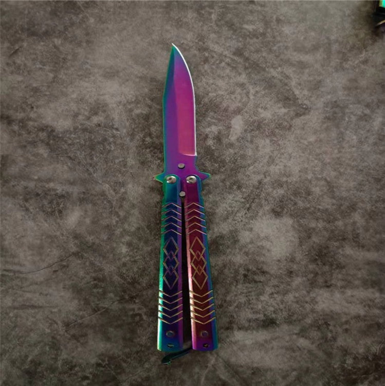 Spot Folding Butterfly Training Knife Unopened Swing Knife Hand Beginner Practice Knife Color Titanium Butterfly Training Knife