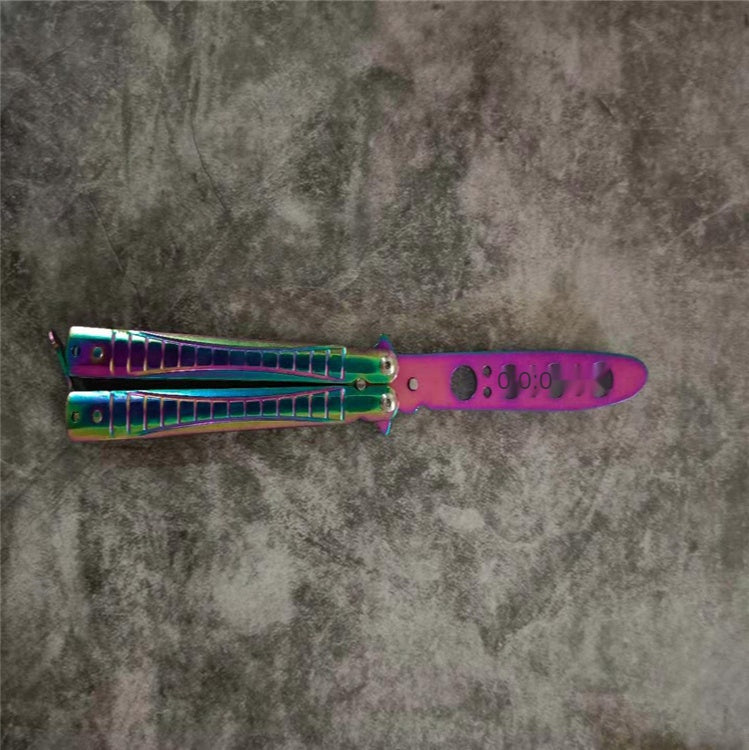 Spot Folding Butterfly Training Knife Unopened Swing Knife Hand Beginner Practice Knife Color Titanium Butterfly Training Knife