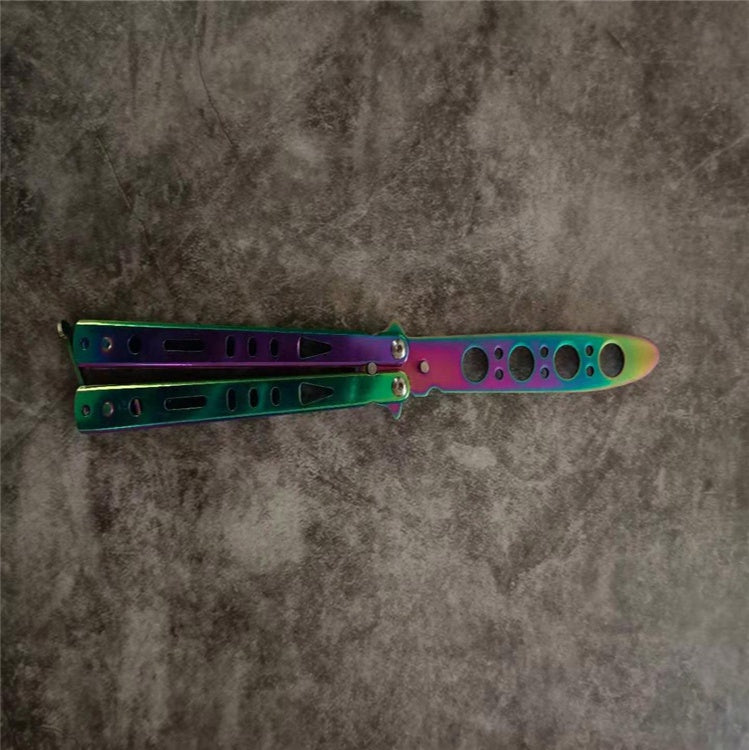 Spot Folding Butterfly Training Knife Unopened Swing Knife Hand Beginner Practice Knife Color Titanium Butterfly Training Knife