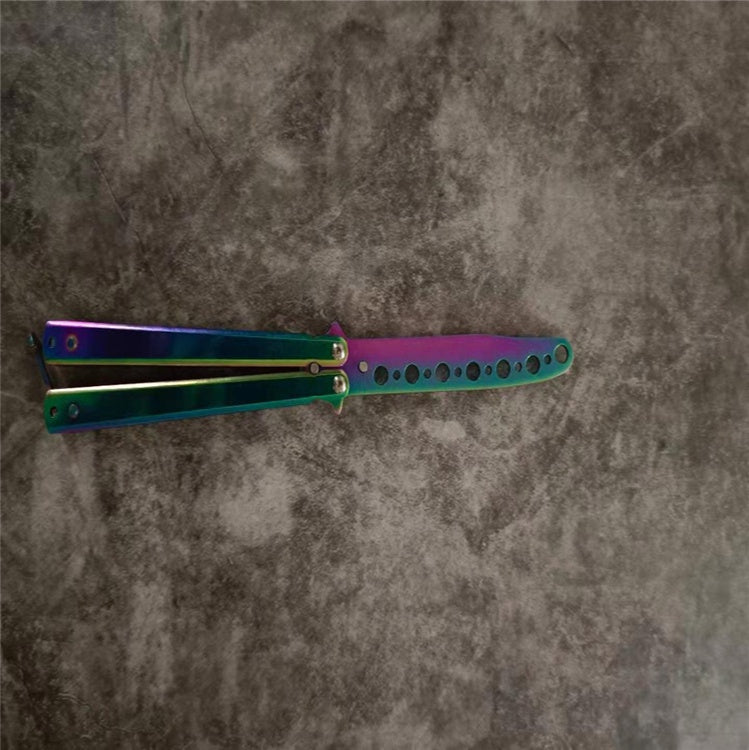 Spot Folding Butterfly Training Knife Unopened Swing Knife Hand Beginner Practice Knife Color Titanium Butterfly Training Knife