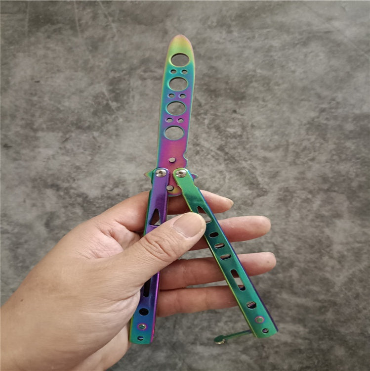 Spot Folding Butterfly Training Knife Unopened Swing Knife Hand Beginner Practice Knife Color Titanium Butterfly Training Knife