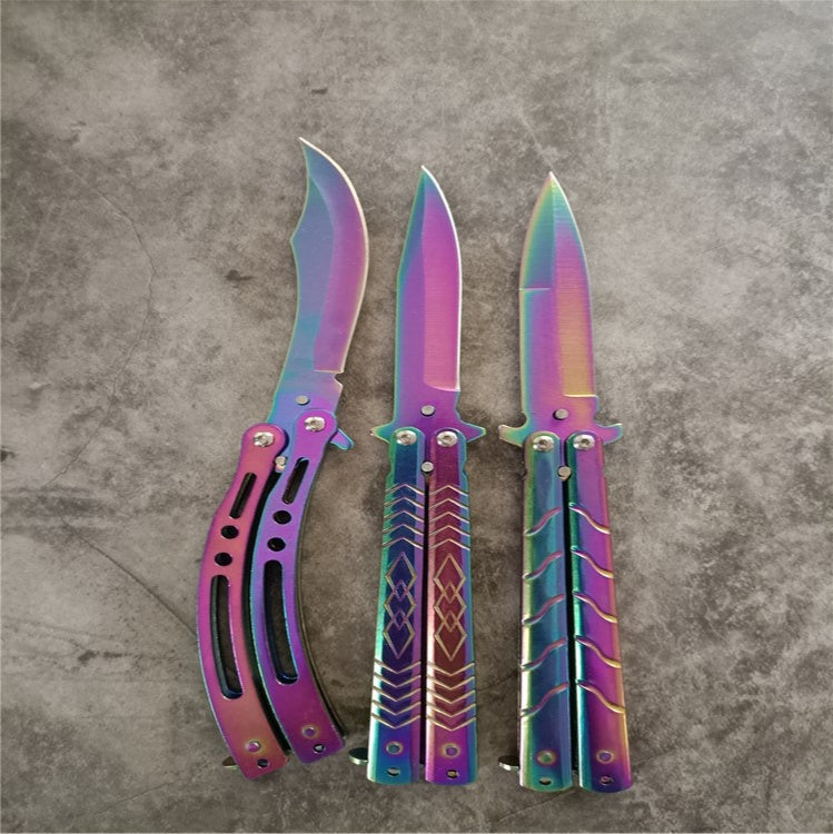 Spot Folding Butterfly Training Knife Unopened Swing Knife Hand Beginner Practice Knife Color Titanium Butterfly Training Knife